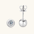 wholesale S925 Sterling Silver Amazon Foreign Trade Trendy Hip-Hop Small and Cute Water Bubble Moissanite Stud Earrings with Round Bead Jewelry-0-0