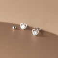 wholesale S925 Silver Hollow Heart Single Diamond Threaded Ear Studs, Japanese and Korean Style Lady Elegant Ear Accessories M02272-0-0