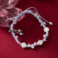 wholesale 990 Sterling Silver Fresh and Sweet Ins Style Niche Design Exquisite Minimalist Lotus Beaded Bracelet S7770-0-3