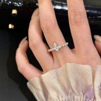 wholesale S925 Sterling Silver Ethereal Classic Butterfly Row Diamond Ring, Light Luxury, Fresh, Sweet, and Delicate, Versatile for Stacking-Platinum US No. 5 (Hong Kong 10-11)