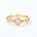 wholesale S925 Sterling Silver Gold-Plated New Japanese and Korean Fashionable and Unique Synthetic Opal Ring for Women, Dropshipping-0-2