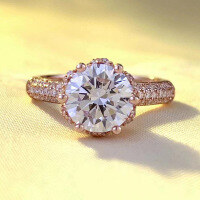 wholesale S925 Silver 8mm Floral Bud Ring for Women, Fashionable and Exquisite Wedding Band, Popular European and American Style-R643 Rose Gold 8