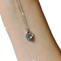 wholesale 925 Sterling Silver Blue Starry Sky Necklace for Women, Small and Unique Design with Micro-Set Teardrop Aquamarine and Crescent Moon Pendant-0-3