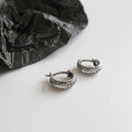 wholesale S925 Sterling Silver Retro Distressed Twist Ear Clips for Women, Ethnic Silver Earrings for Students-0-1