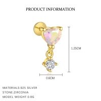 wholesale S925 Sterling Silver Farfan Tassel Pendant Zircon Earrings, Women's Small Exquisite Design-E4731-Gold/Single 925 Silver