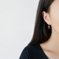 wholesale S925 Silver Korean-style Minimalist Cross Long and Short Stud Earrings (Single) Women's Silver Jewelry-0-3