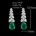 wholesale Gold-plated 925 silver earrings with high-carbon diamond, Muzo green, teardrop-shaped, high-end jewelry, fashionable and versatile accessories for women-0-1
