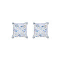 wholesale S925 Sterling Silver Moissanite Square Four-Prong Earrings for Women, Princess Minimalist Fashion Niche Design Zircon-0-4