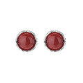 wholesale S925 Silver Retro Vintage Red Agate Minimalist Ethnic Style Creative Trendy Versatile Ear Clips Ear Studs-0-4