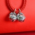 wholesale Metal material pure silver dragon zodiac bell birth year pendant DIY bracelet red cord accessory keychain charm-0-2