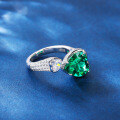 wholesale S925 Sterling Silver Enzel Heart-Shaped Emerald Gemstone Ring for Women, Heavy Craftsmanship Design, Cross-Border Live Streaming Best-Seller-0-1