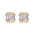 wholesale Gold-plated S925 silver emerald cut moissanite stud earrings with square minimalist design, popular style for women-0-4