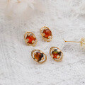 wholesale S925 Silver Plated 14K Gold Fashionable and Unique Wholesale Manufacturer of Japanese-style Small and Exquisite Retro Multicolored Stone Earrings-0-2