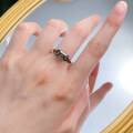 wholesale 925 Sterling Silver New Jewelry 6*9 Rectangular Asscher-Cut Black Gray Zircon Ring Retro Minimalist Ring Band-0-3