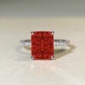 wholesale 925 Sterling Silver Cross-Border Hit 8X10 Size 4-Carat Radiant Cut Colored Gemstone Ring-0-12