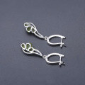 wholesale S925 Sterling Silver Natural Peridot Earrings with Fashionable Design, Set with Natural Gemstones-0-2
