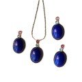 wholesale S925 Silver Natural Royal Lapis Lazuli Candy Tourmaline Pendant with Lapis Cabochon New Chinese Style Necklace-0-4