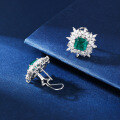 wholesale S925 Sterling Silver New Enzela Emerald Ice Flower Cut Gemstone Stud Earrings for Women-0-3