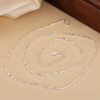 wholesale S925 Sterling Silver Ultra Sparkling Faceted Double Pearl Star Pendant Necklace for Women, Versatile Minimalist Collarbone Chain with DIY Pendant, Plain Chain.-Silver color Chain thickness 1.3mm (40+5cm/approx. 2.50g).