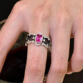wholesale 925 Sterling Silver, ZHUO ZHI FAN Jewelry New Elegant And Light Luxury Heavy Craftwork Lace Setting 5*7mm Fat Square Pink Sapphire Ring-0-0