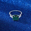 wholesale S925 Sterling Silver Ring, Luxury Top-Grade Ultra-Sparkling Zircon Ring, Elegant Emerald Zircon Ring-0-3