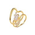 wholesale [Gold] S925 silver stacked marquise moissanite ring with gold hollow curved design, women's hot seller-0-4