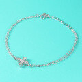 Sterling Silver D-Color White Moissanite Cross Pendant Bracelet for Women-0-2