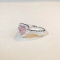 wholesale S925 Sterling Silver Valentine's Day Qixi Best-Seller Heart Ice-Cut Ring with Pink Diamond in Argyle Ins Style-0-3