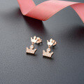 wholesale Rose Gold Plated S925 Sterling Silver Small Crown Stud Earrings, Minimalist Design, Exquisite and Elegant-0-0