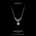 Sterling Silver Moissanite Waterdrop Wing Necklace, Women's Minimalist Pendant-0-4