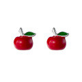 wholesale S925 Sterling Silver Korean Style Resin Apple Stud Earrings, Simple, Unique, Cute Fruit Ear Accessories for Women M02753-0-4