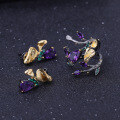 wholesale S925 Silver Secret Garden Designer Butterfly Earrings, Natural Style Amethyst Gemstone Ear Drops-0-3