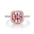 wholesale 925 Sterling Silver 5ct Morganite Pink Square 9*9 High Carbon Diamond Ring for Women, European and American New Style, High-end Feel-0-5