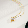 14K Gold Plated 925 Silver Moissanite Four-Leaf Clover Pendant Necklace-0-0