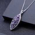 wholesale S925 Sterling Silver Luxury High-End Natural Amethyst Pendant with European and American Fashion Design Gemstone Necklace-0-1