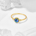 wholesale S925 Silver Plated 14K Gold with Abalone Shell and White Zircon Japanese Retro Niche Ring-0-3