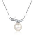 wholesale 925 Sterling Silver Natural Freshwater Pearl Necklace for Women with Asymmetric Pendant, Minimalist Niche Collarbone Chain, Direct Factory Supply-0-4