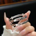 wholesale 9999 Sterling Silver Children's Bracelet Sliding Silver Bracelet Ice Crush Auspicious Words Bangle Baby Bracelet Wholesale Full Moon Gift-0-3