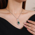 wholesale S925 Sterling Silver Enzela Emerald Full Diamond Oval Collarbone Necklace for Women。-0-1