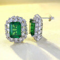 wholesale S925 silver new square emerald earrings 10*14mm, lightweight luxury and retro style-0-1