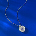wholesale S925 Silver New Heart Iced Cut Lavender Purple 8*8mm Pendant Necklace Live Streaming Hot Seller for Dropshipping-0-3