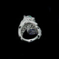 wholesale 925 Silver Gold-Plated Ring with High Carbon Diamond, Royal Blue Panther, Personalized Light Luxury Jewelry, Versatile Women's Ring-0-3