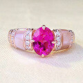 wholesale S925 Silver New Natural Pink Shell Ruby Red Ring for Women, Simple and Fashionable European Style-0-0
