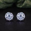 wholesale S925 Sterling Silver Sweet Floral Gemstone Earrings New Exquisite Craftsmanship Inlaid with Natural Topaz Ear Studs Ins Style-0-4