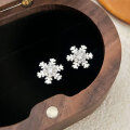 wholesale Sterling Silver S999 Snowflake Inlaid Stone Ear Studs for Women, Minimalist and Fashionable, Niche and Exquisite, Ear Piercing Friendly, Versatile Earrings-0-3