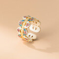 wholesale 999 Silver New Chinese Style Palace-inspired Gold-traced Enamel Phoenix Crown Ruyi Ring R02830-0-3