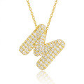 wholesale 925 Silver Plated with 18K Gold, Cross-Border Europe and America New Letter Pendant Necklace, Fashion-Forward Versatile Moissanite Chain-0-17
