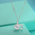 wholesale S925 Sterling Silver Moissanite Pendant Fashionable Versatile Light Luxury Niche Collarbone Chain for Women Gift for Girlfriend Lover-0-0