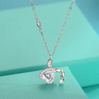 wholesale S925 Sterling Silver Moissanite Pendant Fashionable Versatile Light Luxury Niche Collarbone Chain for Women Gift for Girlfriend Lover-80-point (zircon) pendant>925 silver