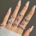 wholesale S925 sterling silver lightweight luxury high-end delicate pink heart-shaped zirconia stylish sweet fashion ring-0-0